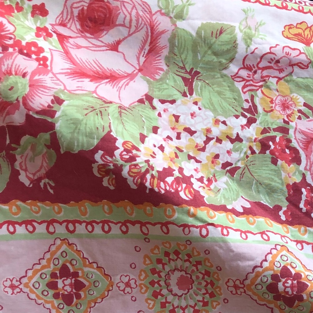 Vintage Full Flat Sheet Pink Floral Mandala Cannon - Picture 5 of 10